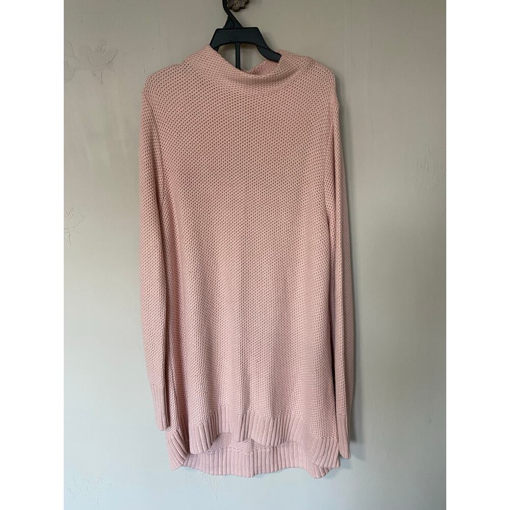 Duluth Trading Pink Waffle Textured Knit Long Mock Neck Cotton Blend Sweater XL